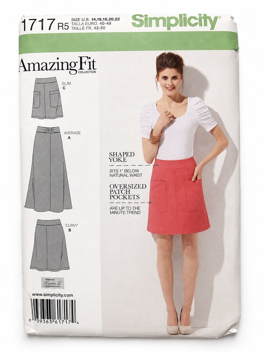 Simplicity 1717 Amazing Fit Skirt Pattern Slim Curvy Sizes 14 to 22 Uncut